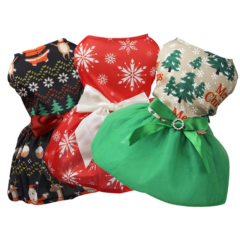 Karácsonyi szoknyák Nyomtatott szoknyák Kisállatszoknyák Kisállatkellékek Kutya hercegnő szoknyák Kerek nyakú Aranyos édes divat Kutya szoknyák Kutya ruha