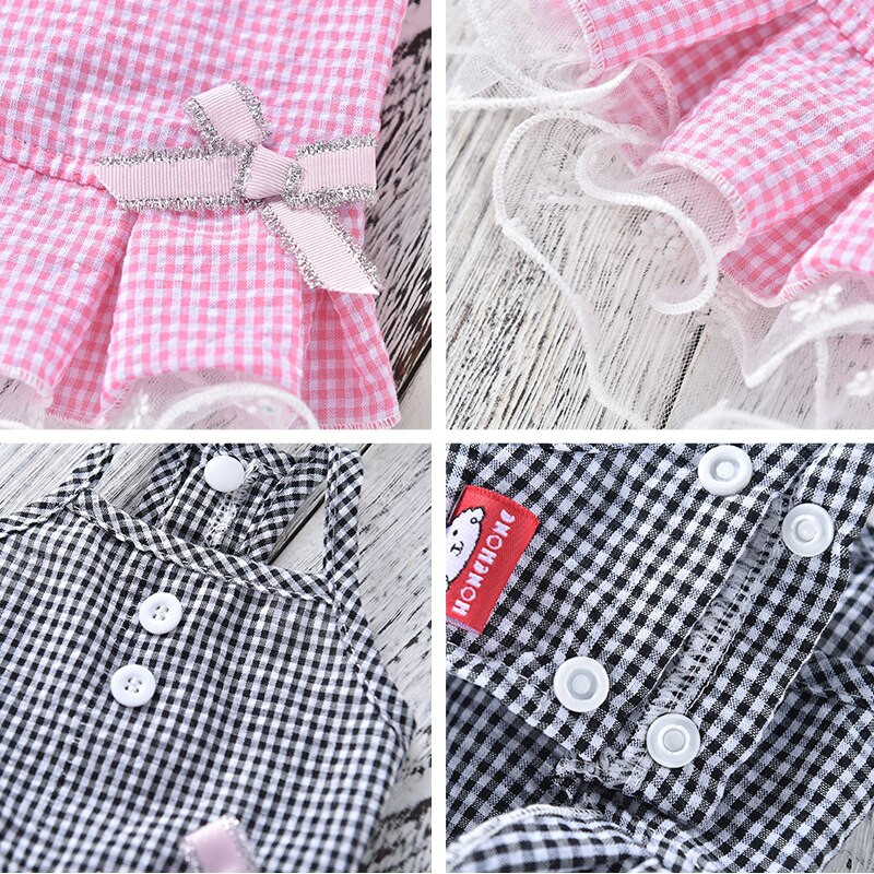 Fundițe în carouri Costum de nuntă pentru câine, rochie de vară pentru fetiță, băiat, pentru micul chihuahua, haine pentru pisici Pomeranian, accesorii pentru fustă tutu