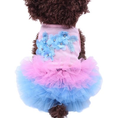 Rochie pentru câini Pisică Tutu Flori Dantela Design Pet Fusta Cățeluș Haine de primăvară/vară Îmbrăcăminte 3 culori