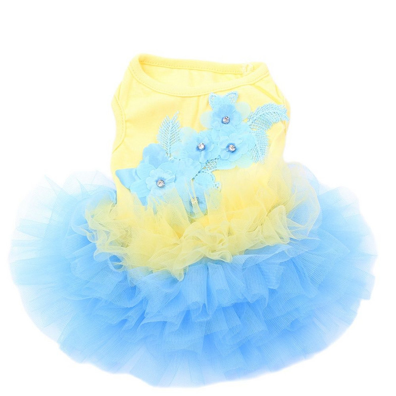 Rochie pentru câini Pisică Tutu Flori Dantela Design Pet Fusta Cățeluș Haine de primăvară/vară Îmbrăcăminte 3 culori