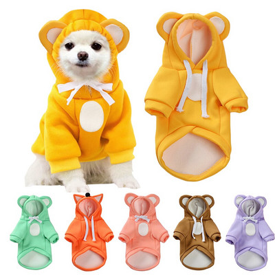 Pet Dog Hoodies Dog Clothes Adorable Warm Dog Sweaters Bear Ear Hat Pet Cat Clothes for Autumn And Winter