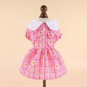 Ogrlica za lutke Cvjetna haljina Odjeća za kućne ljubimce Pse Karirana suknja za pse Odjeća Kostim Francuski buldog Sweet Summer Blue Boy Ovratnik Perro