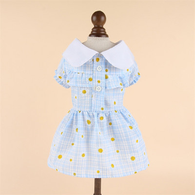 Ogrlica za lutke Cvjetna haljina Odjeća za kućne ljubimce Pse Karirana suknja za pse Odjeća Kostim Francuski buldog Sweet Summer Blue Boy Ovratnik Perro