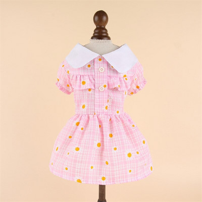 Ogrlica za lutke Cvjetna haljina Odjeća za kućne ljubimce Pse Karirana suknja za pse Odjeća Kostim Francuski buldog Sweet Summer Blue Boy Ovratnik Perro