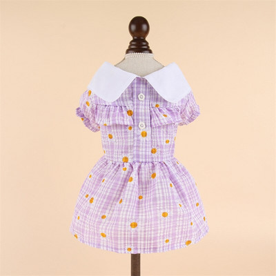 Ogrlica za lutke Cvjetna haljina Odjeća za kućne ljubimce Pse Karirana suknja za pse Odjeća Kostim Francuski buldog Sweet Summer Blue Boy Ovratnik Perro