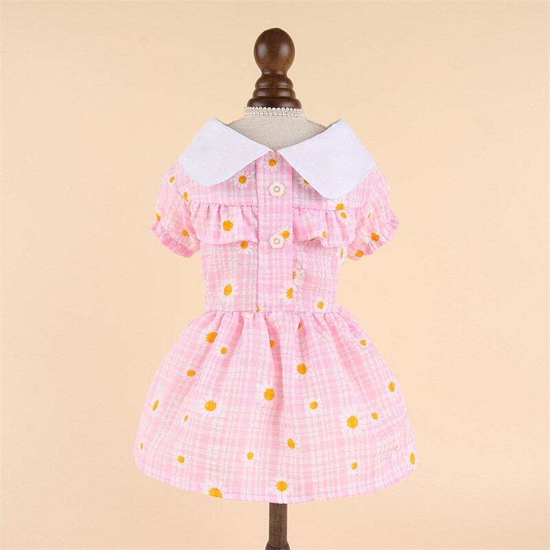 Ogrlica za lutke Cvjetna haljina Odjeća za kućne ljubimce Pse Karirana suknja za pse Odjeća Kostim Francuski buldog Sweet Summer Blue Boy Ovratnik Perro