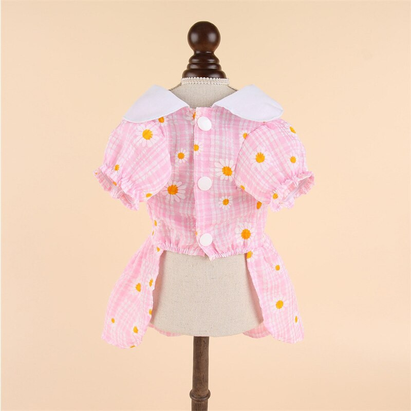 Ogrlica za lutke Cvjetna haljina Odjeća za kućne ljubimce Pse Karirana suknja za pse Odjeća Kostim Francuski buldog Sweet Summer Blue Boy Ovratnik Perro