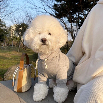 Ins Зимна модна качулка за кучета с качулка Топло палто за кучета за кучета с котешки крака Твърдо памучно горнище Модно луксозно кучешко облекло за големи кучета