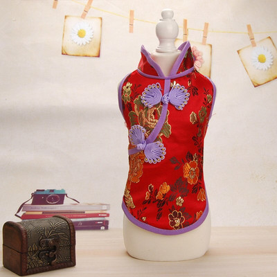 Cheongsam mājdzīvnieku suņu apģērbi vasaras mājdzīvnieku kleitas suņiem svārki Ķīniešu suns kleita kucēns kaķis apģērbs suņiem mājdzīvnieki apģērbi čivava