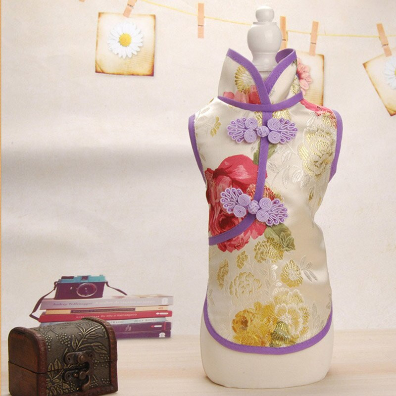 Cheongsami lemmikloomade koerte riided suvised lemmikloomakleidid koertele seelik Hiina koera kleit kutsika kassi riided koertele lemmikloomad riided chihuahua