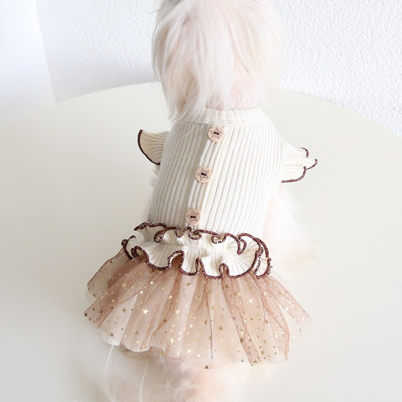 Haine pentru animale de companie Toamna Iarnă Câine Mici Mediu Pisică Fusta prințesă drăguț Manșete fluture Pisicuțe Cățeluș Fusta umflată dulce Pudel