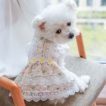 Ρούχα για σκύλους σχεδιαστών Daisy Φορέματα για κορίτσια για σκύλους Δαντέλα Edge Καλοκαιρινή ανοιξιάτικη φούστα tutu για γατάκια Γλυκό ροζ πριγκίπισσα γάτα κατοικίδιο