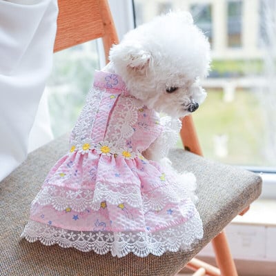 Daisy Designer Haine pentru câini Fată Rochii pentru câini Marginea din dantelă Fusta tutu de primăvară pentru pisoi Dulce Roz Prințesă Pisică Îmbrăcăminte pentru animale de companie