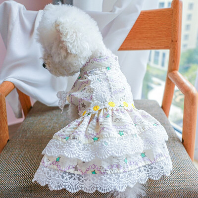 Daisy Designer Haine pentru câini Fată Rochii pentru câini Marginea din dantelă Fusta tutu de primăvară pentru pisoi Dulce Roz Prințesă Pisică Îmbrăcăminte pentru animale de companie