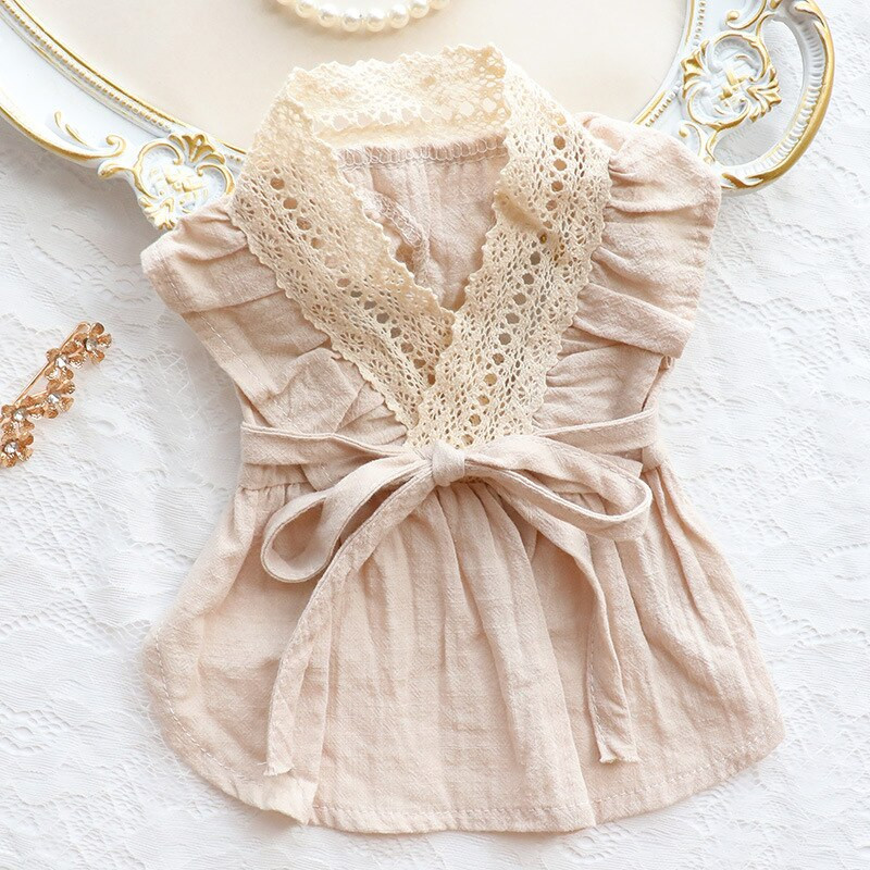 Pitsiline koerakleit lemmiklooma öösärk Korea stiilis lemmiklooma seelik kass printsess kleit õhuke puuvillane lina lemmiklooma riided Seksikas armas koera seelik