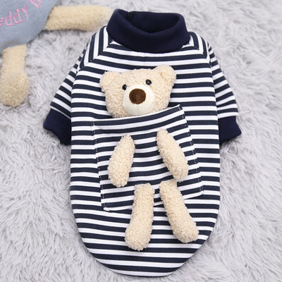 Kisállat csíkos kapucnis Őszi Téli Kutya Mez Pulóver Tavaszi Macska Aranyos Medve Kutyaruhák Kis kutyáknak Chihuahua Teddy Yorkies