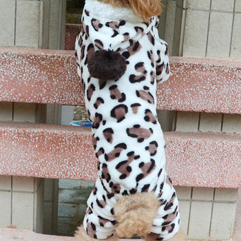 Προμήθειες για σκύλους Λεοπάρ Ζεστό χειμωνιάτικο κατοικίδιο σκύλο για κουτάβι Ρούχα με κουκούλα φόρμα για πιτζάμες