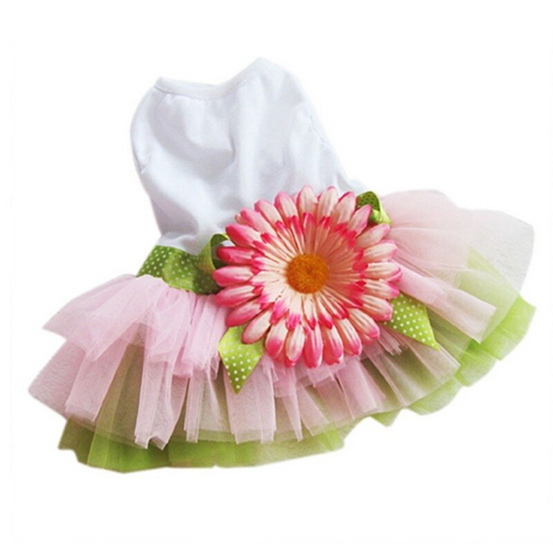 Nouă rochie de prințesă pentru cățeluș de câine Rochii cu flori de soare pentru animale de companie pentru câini și pisici de talie mică, primăvară, vară, din bumbac, pentru animale de companie, fustă pudel dulce