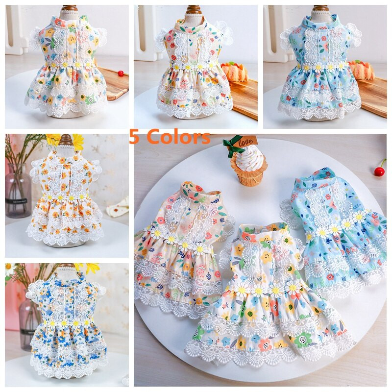 Daisy Lace Cat Puppy Dog φορέματα καλοκαιρινά κορίτσια Chihuahua Yorkie Μαλτέζικης Πομερανίας Schnauzer Ρούχα για κατοικίδια Κοστούμια XS XL Προμήθειες