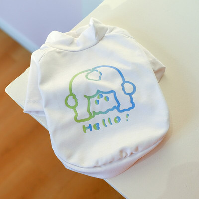 Fekete-fehér York kutyaruházat Rajzfilm, állatmintás rövid ujjú póló kiskutyáknak Francia bulldog cica kisállatruházat