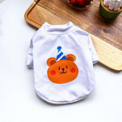 Fekete-fehér York kutyaruházat Rajzfilm, állatmintás rövid ujjú póló kiskutyáknak Francia bulldog cica kisállatruházat