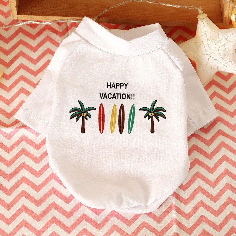 Fekete-fehér York kutyaruházat Rajzfilm, állatmintás rövid ujjú póló kiskutyáknak Francia bulldog cica kisállatruházat