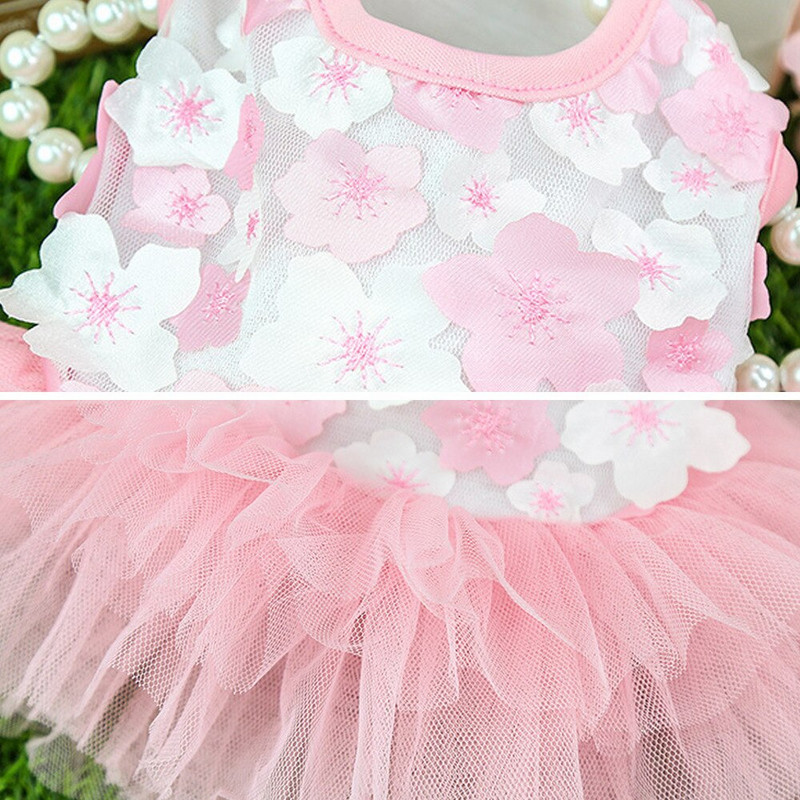 Pitsist šifoonist kleit väikestele koertele lilledega moepeokleit kutsika sünnipäevaks pulmakleit suvine armas kostüüm lemmikloomakoertele