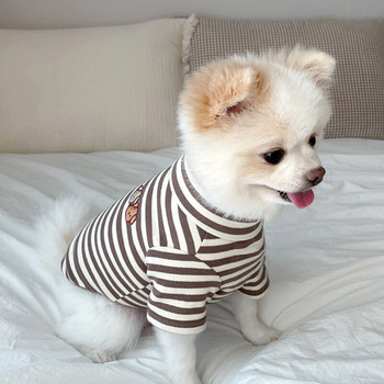 Καλοκαιρινά ρούχα για σκύλους Λεπτό πουκάμισο με κάτω κουτάβι Pet Schnauzer πιτζάμες Teddy ριγέ πουλόβερ με δύο πόδια από αρκουδάκι XS-XL
