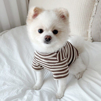 Καλοκαιρινά ρούχα για σκύλους Λεπτό πουκάμισο με κάτω κουτάβι Pet Schnauzer πιτζάμες Teddy ριγέ πουλόβερ με δύο πόδια από αρκουδάκι XS-XL