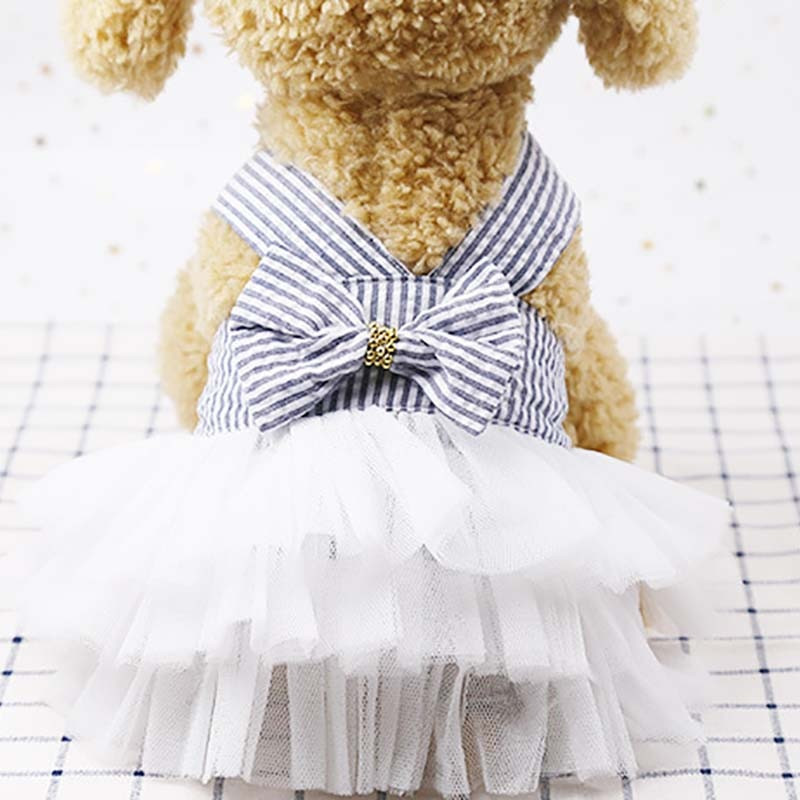 Csíkos masni Cupcake kutyaruhák kis kutyáknak Chihuahua őszi kiskutyaparti ruha Tutu Shih Tzu Yorkshire-i kisállatruhák hercegnőnek