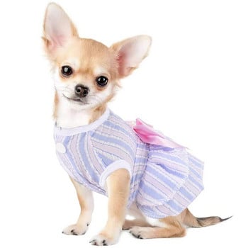 Φόρεμα για σκύλους για μικρό σκύλο Ρούχα για κουτάβι Γυναικεία πριγκίπισσα Tutu ριγέ φούστα καλοκαιρινό πουκάμισο για ρούχα για κατοικίδια ζώα Chihuahua