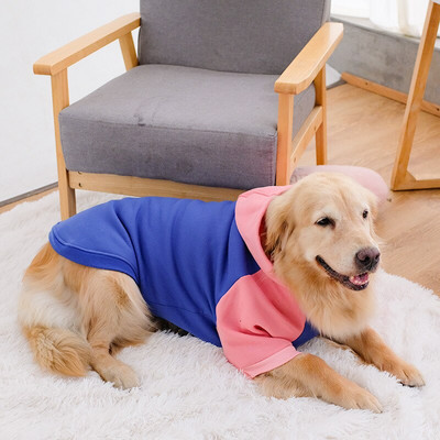 Dideli šunų rūbai su gobtuvu, neslepia vidutinio ir didelio šuns megztiniai žieminiai drabužiai iš vilnos šiltas žieminis paltas