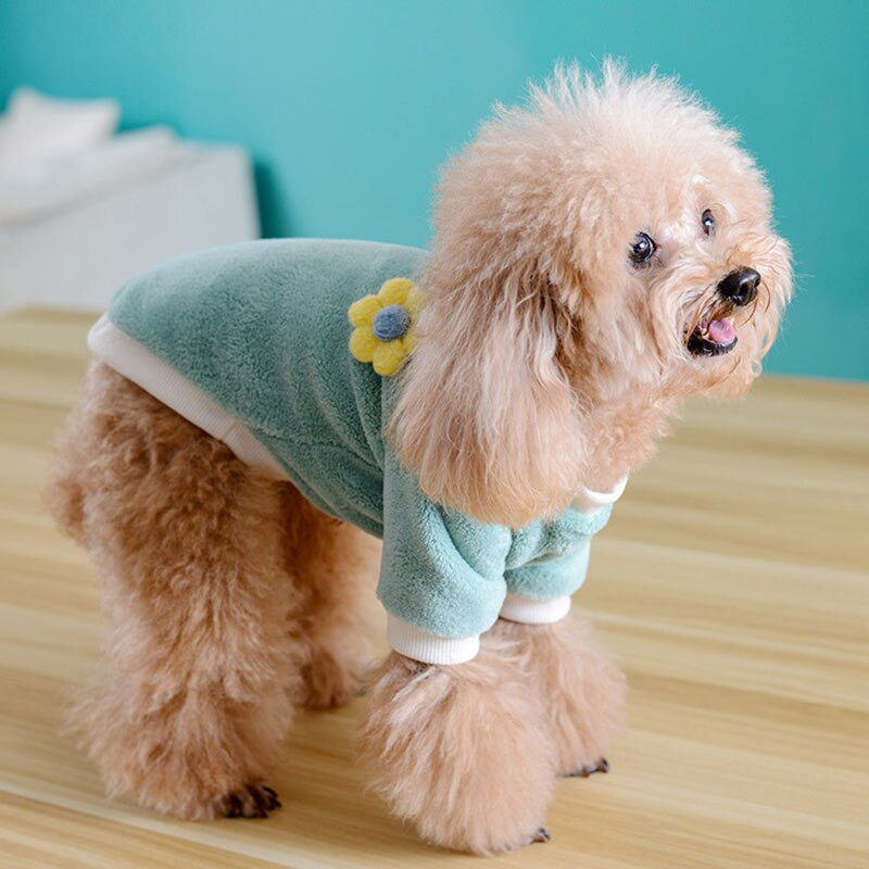 Oblečenie pre domáce zvieratá, roztomilé plyšové kvety, arktický zamat, oblečenie pre domáce zvieratá, flísová vesta pre domáce zvieratá, kvetinové hniezdo, potreby pre domáce zvieratá, sladké zimné oblečenie pre šteniatka.