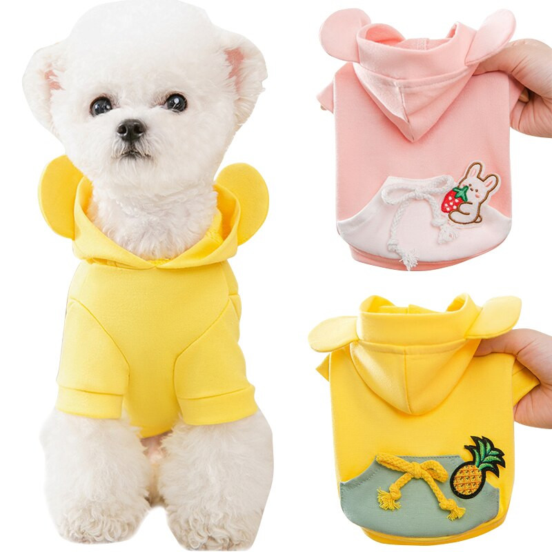 Oblečenie pre psov s kreslenými postavičkami pre malé a stredné psy, roztomilé mikiny s kapucňou, oblečenie pre domáce zvieratá, bavlnená teplá mikina s kapucňou pre mačky, buldog, kostým čivavy