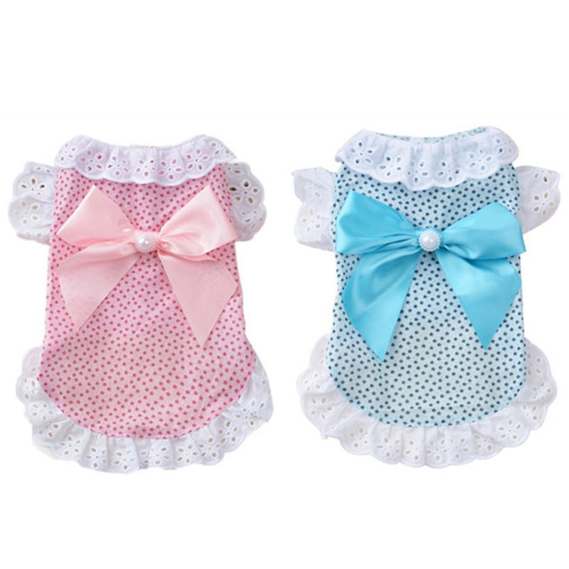 Odjeća za mačke Vjenčanica za pse Cvjetna haljina od pamučne čipke Haljina za pse s velikim mašnama Ljetna odjeća za male srednje pse Potrepštine