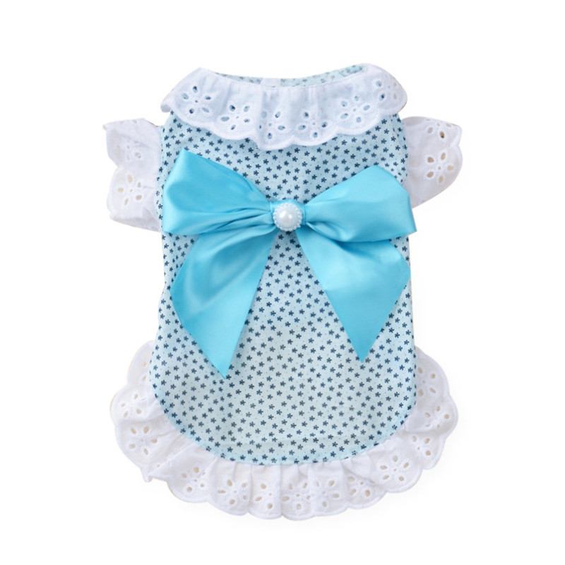 Odjeća za mačke Vjenčanica za pse Cvjetna haljina od pamučne čipke Haljina za pse s velikim mašnama Ljetna odjeća za male srednje pse Potrepštine