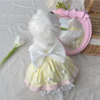Puffy Princess Dress Dogs Ρούχα για κατοικίδια Γλυκά για σκύλους Μικρή στολή γαλλικό μπουλντόγκ Χαριτωμένο καλοκαιρινό μωβ κολάρο κοριτσιών Perro