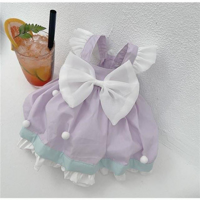 Puhv Printsess Kleit Koerte Riietus Lemmikloom, magus koerte riided Väike kostüüm Prantsuse buldog Armas suvine lilla tüdruk Kaelarihm Perro