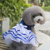 Jarné a letné pruhované princeznovské šaty s mašľou, sukne pre domáce zvieratá, oblečenie pre psov pre malé psy, dievčenské šaty, kostýmy pre šteniatka pre čivavu