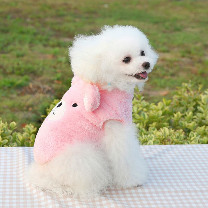 Animacinių filmų meškiukas šunų drabužiai mažiems šunims šilti vilnoniai šuniukai kačiuko paltai striukė treniruotė D žiedas katės šunys gobtuvas Čihuahua drabužiai