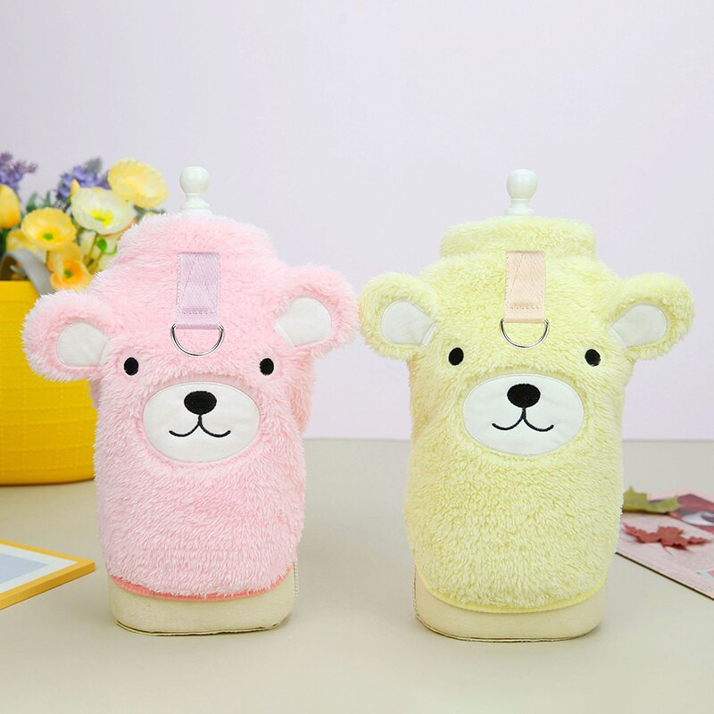 Animacinių filmų meškiukas šunų drabužiai mažiems šunims šilti vilnoniai šuniukai kačiuko paltai striukė treniruotė D žiedas katės šunys gobtuvas Čihuahua drabužiai