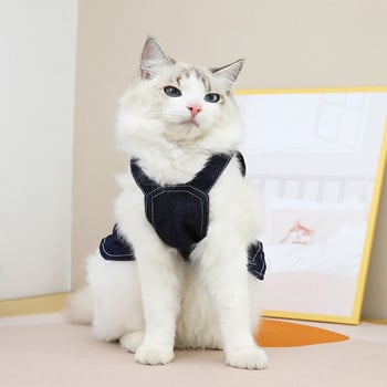 Τζιν φόρεμα για σκύλο Φούστα τζιν άνοιξη Ρούχα για κατοικίδια γάτα κουτάβι σκυλάκι Ρούχα μπλουζάκι Γιλέκο εξωτερικού χώρου Σκύλος λουρί λουρί