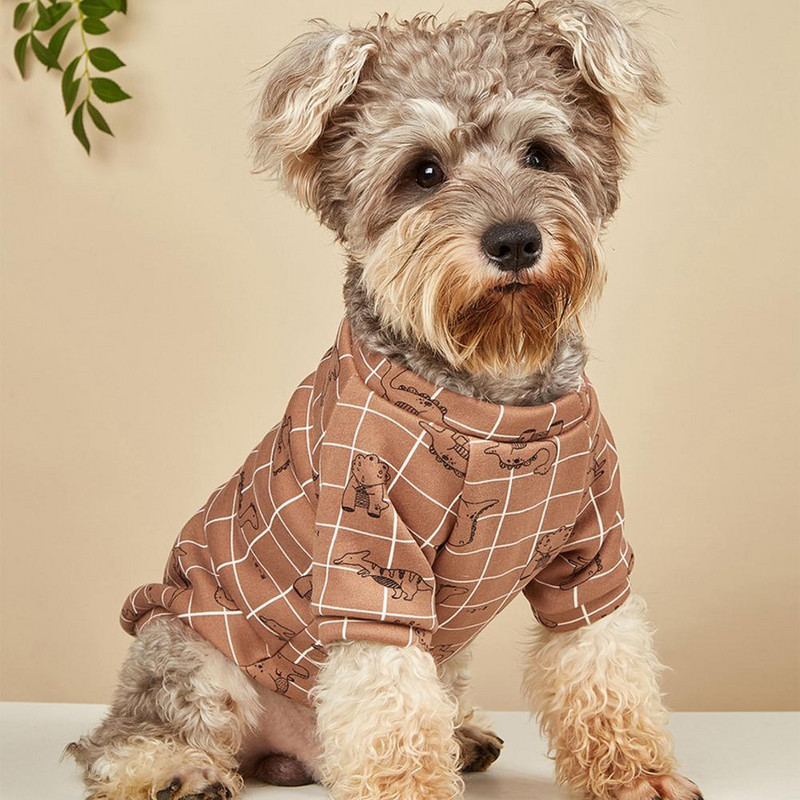 Dinosauruse mustriga kõik sobivad sooja pehme kapuutsiga pusa talveks