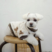 Haine pentru câini bej Toamnă/iarnă Ursuleț de pluș Pulover de pluș Haina pentru câini mici din desene animate Pijamale calde XS-XL