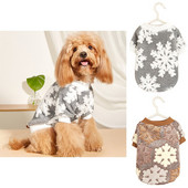 Teplé oblečenie pre domáce zvieratá, vianočná potlač snehových kvetov, luxusný odev pre malého psa, flísový outfit, kostým, oblečenie pre psov, doplnky, kabát