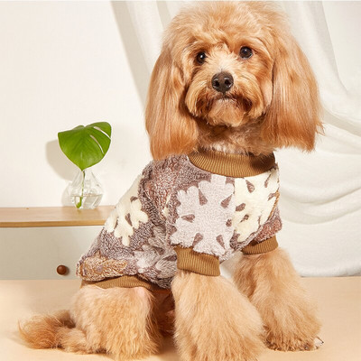 Teplé oblečenie pre domáce zvieratá, vianočná potlač snehových kvetov, luxusný odev pre malého psa, flísový outfit, kostým, oblečenie pre psov, doplnky, kabát