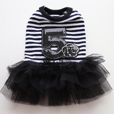 Noua rochie caine pisica cu dungi si design cu flori pentru catelul de companie Haine primavara/vara tinuta 5 marimi