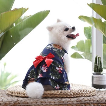 Ананас, хавайски стил, рокля за домашни кучета, лък, дишащи летни дрехи за кучета за малки, средни кучета, консумативи за кученца чихуахуа йорки