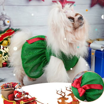 Коледна рокля за домашни любимци, костюм за котки, рокли за кучета, косплей, пола за кучета, облекло за домашни любимци, забавни Хелоуин, забавни червени зелени лъскави серии поли