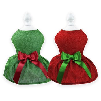 Χριστουγεννιάτικο φόρεμα κατοικίδιων ζώων Στολή για γάτα Φορέματα για σκύλους Cosplay Φούστα για σκύλους Ρούχα κατοικίδιων ζώων Αστείες Απόκριες Αστείες Κόκκινες πράσινες γυαλιστερές φούστες σειράς